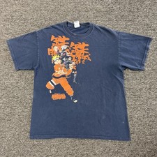 Naruto Team 7 Japanese Kanji Faded Navy Blue Anime GRAIL Shirt Vintage Y2K Sz L picture