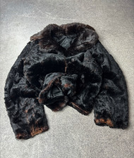 Vintage Real Fur Cropped Jacket Plush Shaggy Luxury 80-90s Y2K Avant Garde picture