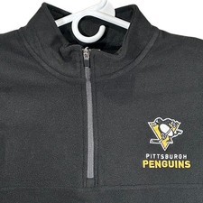 NHL Pittsburgh Penguins Mens Large Black Quarter Zip Fleece Pullover Hockey New picture