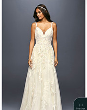 Melissa Sweet Double Strap Ivory/Champagne A-Line V-Neck Dress Size 12 NWT picture