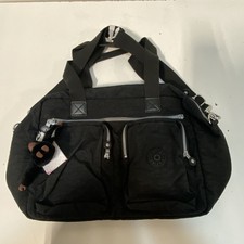 Kipling Black Nylon Large Multi-Pocket Satchel Shoulder Bag Monkey Keychain New picture