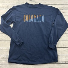 Vintage H.L. Miller Embroidered Colorado Long Sleeve T Shirt Men's Medium Blue picture