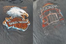 Vintage 1980’s 3D Emblem Harley Davidson Truckers Only Shirt XL Eagle Test Print picture