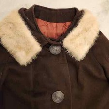 May - D&F By Town & Country Women Purple Mink Collar Single Breasted Overcoat picture