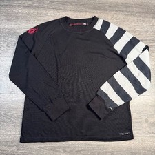 Y2K Volcom Skateboarding Stone Logo Striped Long Sleeve Mesh Shirt Large picture