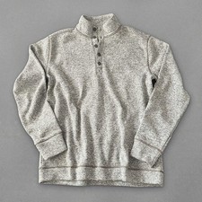 Weatherproof Vintage Gray Fleece Mock Neck Button Pullover Men's M picture