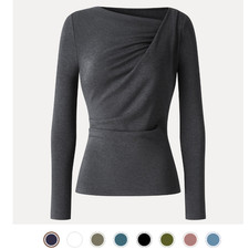 OGL Eco-Mousse® Asymmetrical Neck Long Sleeve Tucked-Waist Top picture