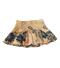Vtg Archive NEW Roberto Cavalli Suede Silk Denim Flower Details Mini Skirt Small picture