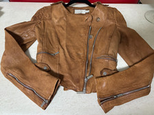 Karren Millen Biker Leather Jacket Asymmetrical Zip Front Size UK8 Jl014/SS/11 picture
