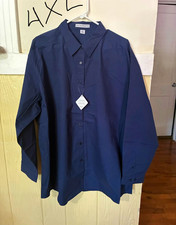 Port Authority Men's Big & Tall 4XL Navy Solid Long Sleeve Point Collar Shirt picture