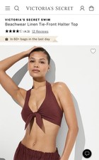 Victoria's Secret Burgundy 2pc Halter Tie Top & Elastic Waist Pants Set XL picture