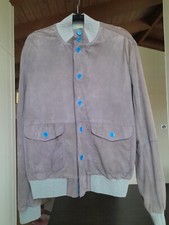 NWT SZ 44US Dimattia/Valstar Italian Suede Jacket-Taupe/Gray&Blue Trim/Buttons picture