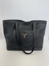 Prada Vitello Daino Black Leather Pocket Medium Shopping Tote picture