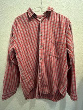 Vintage 80s Gap White Tag Red & Grey Plaid Flannel Shirt - Size M 15-15.5 picture