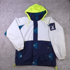 VTG Helly Hansen Jacket Mens Small Twin Sails Sailing Yachting Hooded Tech White picture
