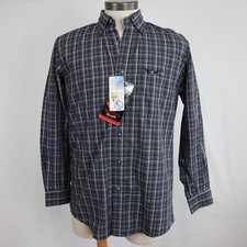 Relentless by Wrangler Shirt Mens Small Button Down Gray Plaid Long Sleeve NWT picture