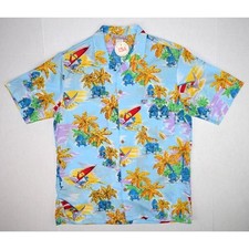 Vintage 70s 80s Hawaiian Shirt West Trends Mens M Ocean Blue Windsurfer NWT picture