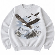 Vintage Bald Eagle Mountain Sweatshirt Retro Wildlife Nature Graphic Crewneck picture
