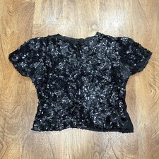 Antique 1920s Black Sequins Evening Formal Blouse Top picture