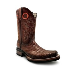 The Western Shops Men Genuine Leather Lizard Print Square Toe Dress Cowboy Boot picture