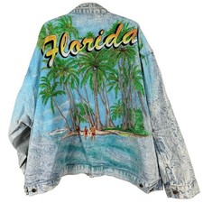 Vintage 1987 Tony Alamo Denim Jacket Florida Men 3XL Blue Acid Wash Hand Painted picture