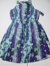 NWT Mossimo Womens Size S A-Line Dress Navy Sleeveless Crew Neck Tie Waist picture
