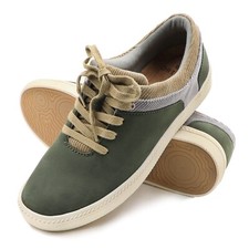 Women's Genuine Leather Casual Corduroy Low Top Trim Sneaker picture