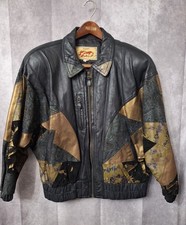 Vintage 80's Avanti Leather Patchwork Jacket Womens Sz  L Bomber Full Zip Moto picture