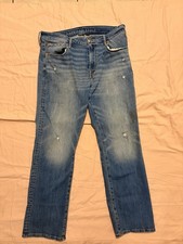 American Eagle Women's Dark Wash Blue Denim Bootcut Jeans Airflex Cotton 33 X 30 picture