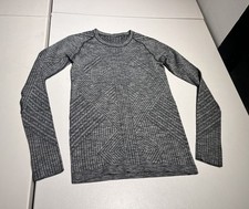 Lululemon Top Women's 4 Rest Less Pullover LS Shirt Black Heathered Run Gym Yoga picture