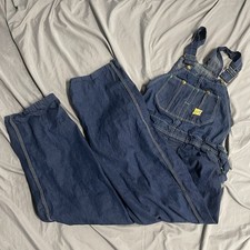 Vintage 60s 70s Rhino Bib Dark Blue Denim Overalls Jeans Sz 41 Union Made In USA picture