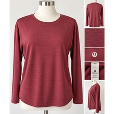 Lululemon Swiftly Relaxed Long Sleeve Size 10 Burgundy Bay Oxford Red NWT picture