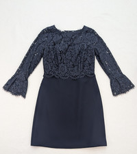 RSVP by Talbots Women's Dress Size 6P Navy Blue Lace Sheath picture