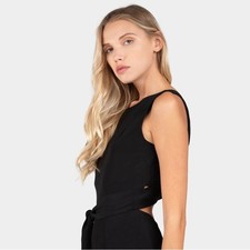 NWT Zara Women Black Knit sleeveless top with wrap Size Medium picture