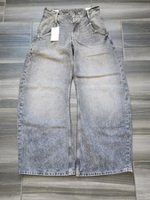 Zara Mens Barrel Wide Leg Baggy Jeans ButtonFly Sz 29 (Measures 30 x 32) EU36 picture