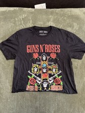 Guns N Roses  Cropped T-Shirt L Black Appetite For Destruction 1988 Tour Print picture