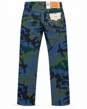 Levi's Men's 501 Original Button Fly Straight Leg Denim Cotton Jeans Camo picture
