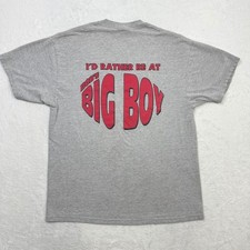 Bob's Big Boy T-Shirt Adult Large Gray Restaurant Graphic Print Hanes Beefy-T picture