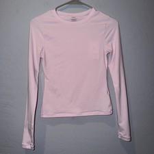 NWT Quince Stretch Cotton Jersey Fitted Long Sleeve T Shirt Pink XS - FLAW picture