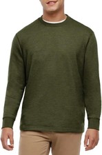 Orvis Men's Long Sleeve Crew Neck Shirt Pullover Textured Ribbed Green Large picture