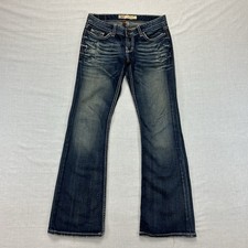 BKE Buckle Madison Bootcut Jeans Womens 26x31.5 Blue Low Rise Denim Distressed picture