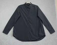 NEW Katharina Hovman $495 Oversized Button Down Shirt Women Size 4 Black Taffeta picture
