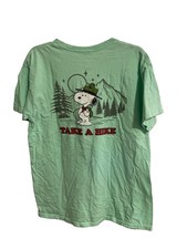 Peanuts Hybrid Apparel Neon Mint Green Snoopy Hiking Men’s Size L T-Shirt 4 picture