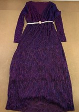 Shein Women's Size 12 Purple Glitter Surplice Neck Belted A Line Maxi Dress NWT picture