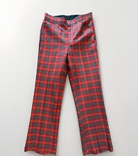 Vintage Oscar De La Renta Mens Plaid Tartan Red Dress Pants 31x31 NWT Deadstock picture