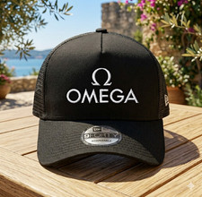Omega Watch Logo Embroidered Hat Adjustable Black Mesh Cap Accessory Gift picture