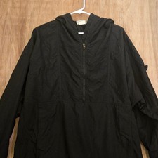 Vintage Jimmy'Z Black Half Zip Windbreaker Hooded Jacket Woody Wagon Logo Large picture