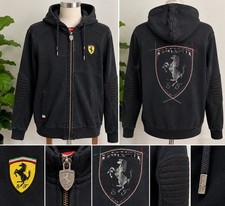 Authentic Men’s Ferrari Black Zip Up Hoodie with Embroidered Logo picture