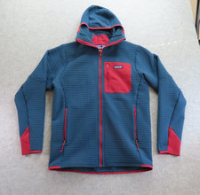 Patagonia Jacket Mens Medium Blue R2 TechFace Hoody Full Zip Grid Fleece Lined picture