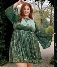 NEW Torrid 2 Hocus Pocus Velvet Babydoll Dress Winifred Witch Sz 2X Halloween picture